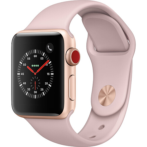 Apple Watch Série 3 - 4G (GPS + Cellular) - 38 mm - Aluminium - boitier Or - bracelet Rose