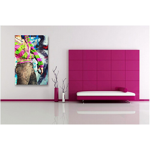 DECLIKTABLEAU Tableau Pop Art Fille Et Grafitis 80X55