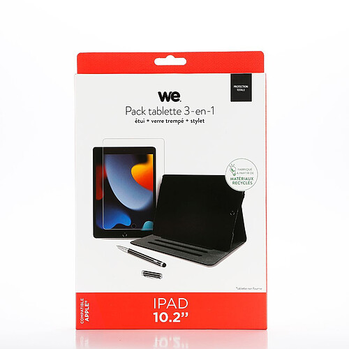 WE Bundle avec étui protection tab/film protection écran/stylet - Compatible Samsung Galaxy Tab A8 10.5 pouces - Etui en matériaux recyclés - Noir