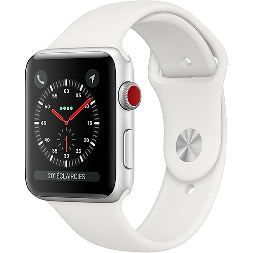 Apple Watch 3 - 42 - Cellular - Alu argent / Bracelet Sport Blanc