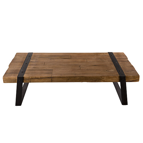 MACABANE Table basse rectangulaire bois de Teck recyclé et métal - SIANA