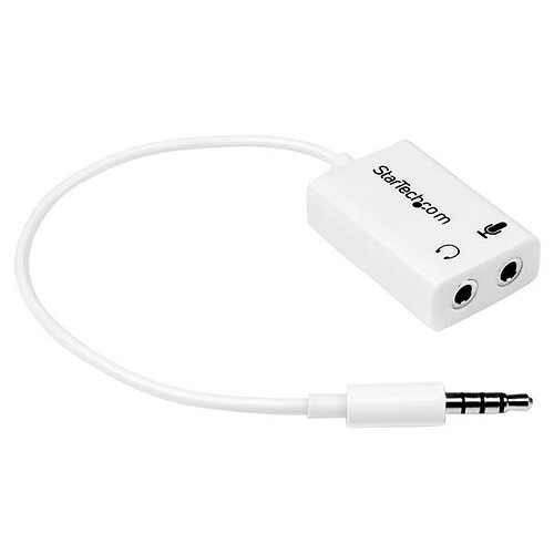 StarTech.com Adaptateur pour casque avec prises pour écouteur et microphone séparées - Mini-Jack 3,5mm 1x (M) 2x (F) - Blanc