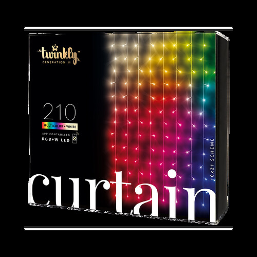 TWINKLY Curtain 210 LED RGBW 5mm Gen II - Edition multicolore- +Blanc - 1 x 2,1 m