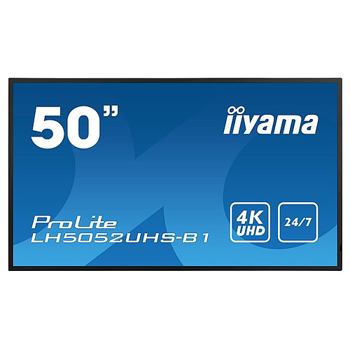 IIYAMA LFD 50" dalle VA 24/7 3840x2160 DVI VGA 3xHDMI  2xHaut-parleurs DisplayPort 2xUSB 500cd/m² Paysage/port 8ms MediaPlayer VESA 400x400 LH5052UHS-B1