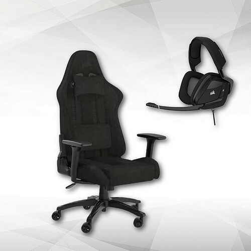 Corsair TC100 RELAXED Fabric (tissu) - Noir  Inclinable + VOID RGB ELITE USB carbone - Filaire