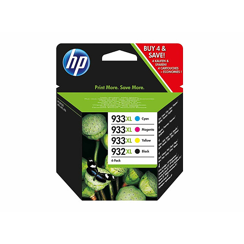 HP 932/933 XL - Pack de 4 carotuches - Noir, Cyan, Magenta, Jaune