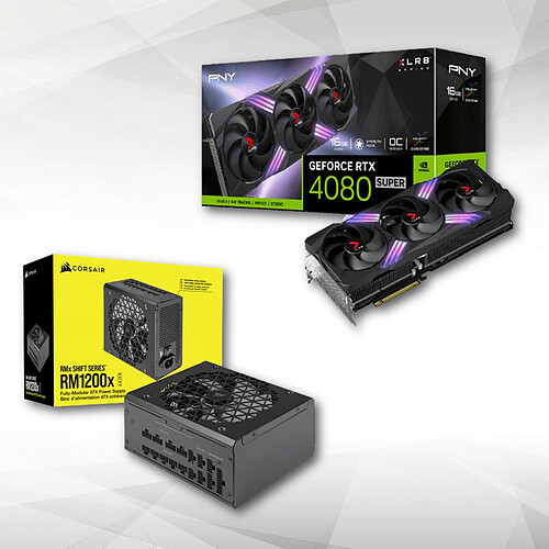 PNY GeForce RTX 4080 SUPER 16G XLR8 Gaming VERTO EPIC-X RGB OC + RM1200x SHIFT 80PLUS Gold