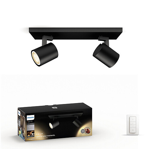 Philips Hue White Ambiance RUNNER Spot barre tube 2x5.5W - Noir (télécommande incluse)