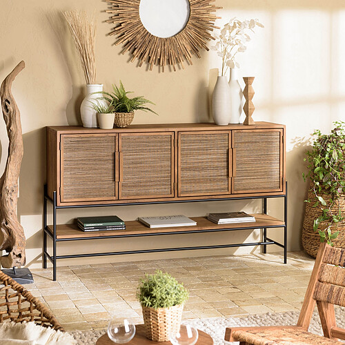 MACABANE Buffet 4 portes en bois de teck recyclé 