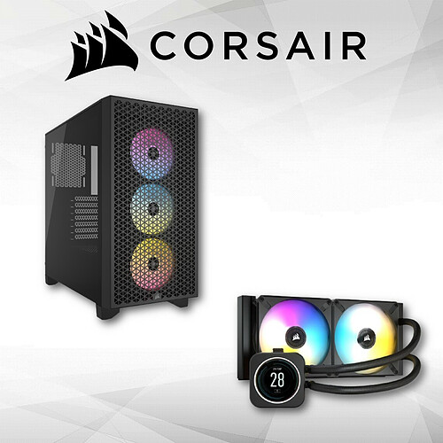 Corsair 3000D Airflow - ATX - RGB - Noir - Avec fenêtre + iCue H100i LCD Elite