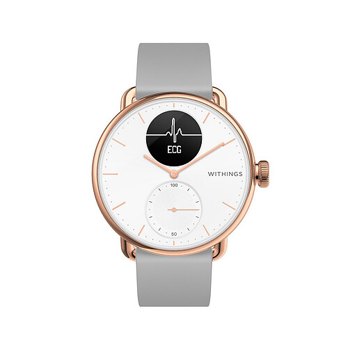 Montre connectée Homme WITHINGS Montres SCANWATCH  3 Aiguilles - Induction HWA09-model 5-All-Int - Bracelet Silicone Gris