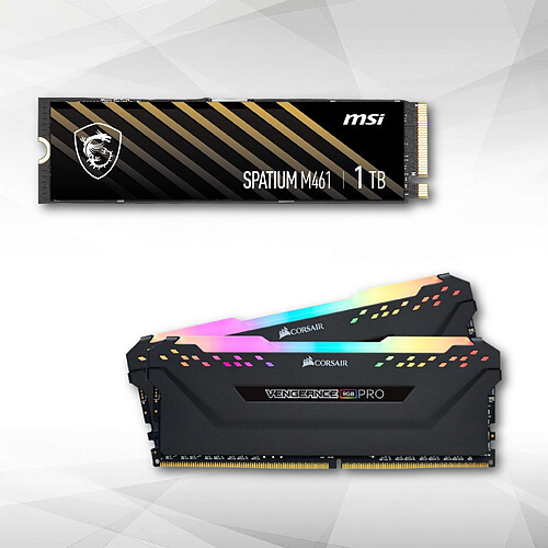 Corsair Vengeance RGB PRO - 2 x 8 Go - DDR4 3200 MHz CAS 16 - Noir + Disque SSD - SPATIUM M461 PCIe 4.0 NVMe M.2 1TB