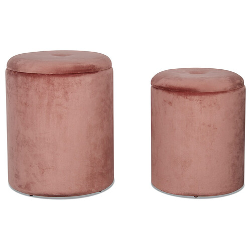 OPJET Lot de 2 Poufs Coffre Rose COURCELLES