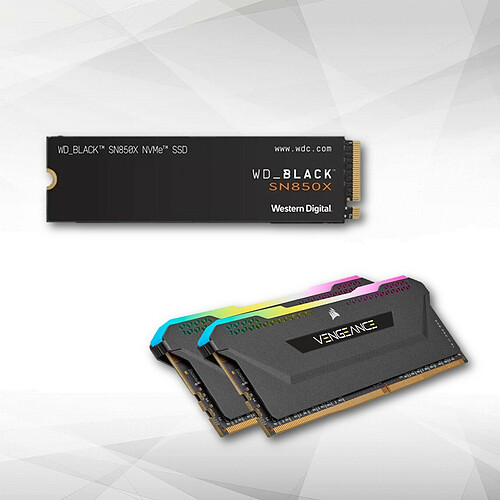 Corsair Vengeance RGB PRO SL - 2 x 8 Go - DDR4 3600 MHz C18 - Noir + WD BLACK™SN850X NVMe™SSD