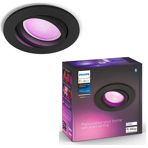 Philips Hue Spot d'intérieur connecté encastré CENTURA - White & Color Ambiance - Noir - 5.7W