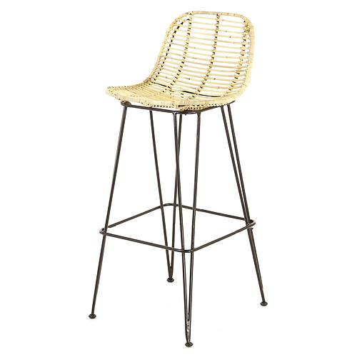 3S. x Home Tabouret De Bar Ethnique En Kubu et Métal Ivoire YUNDI
