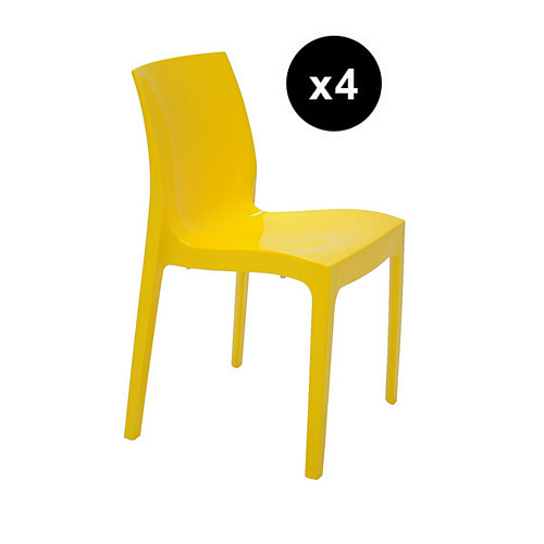 3S. x Home Lot De 4 Chaises Design Jaune Istanbul