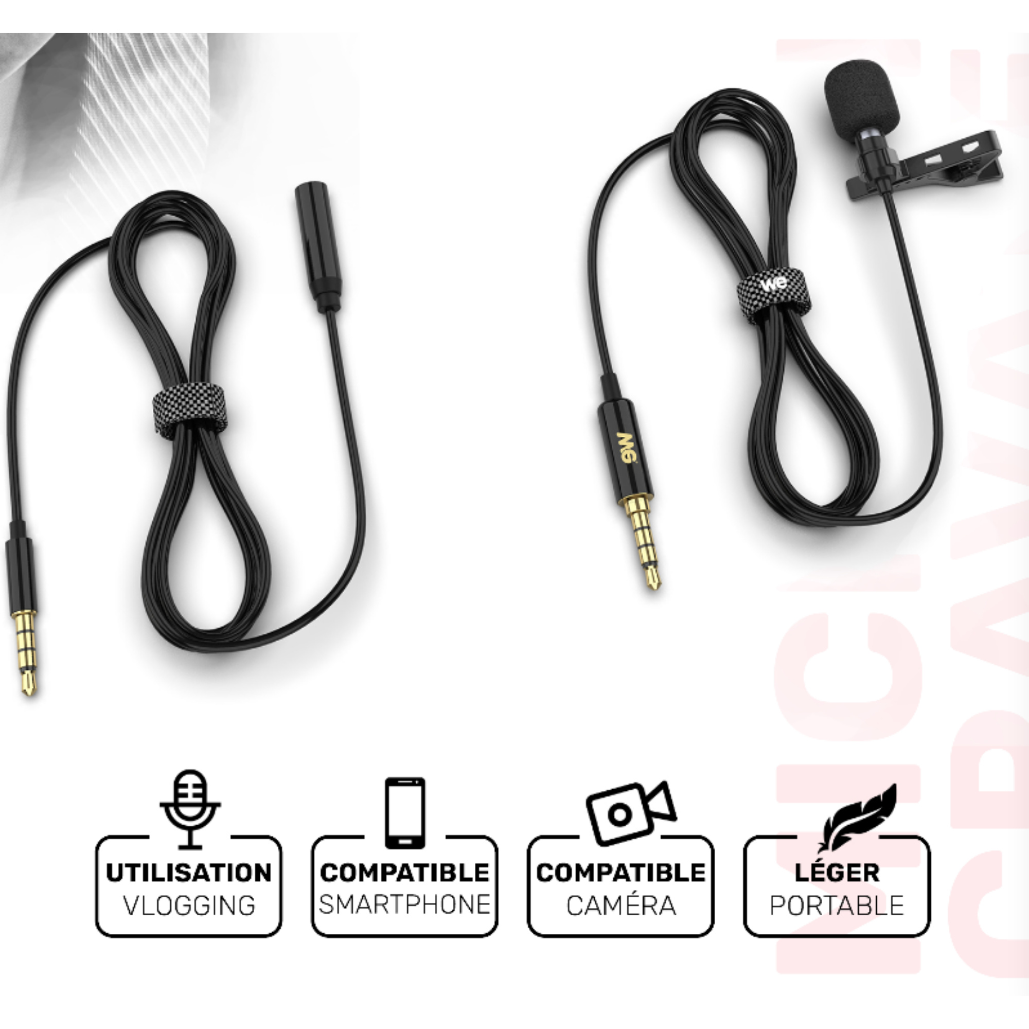 BESSTUUP Mini cravate en métal à 3 broches pour microphone