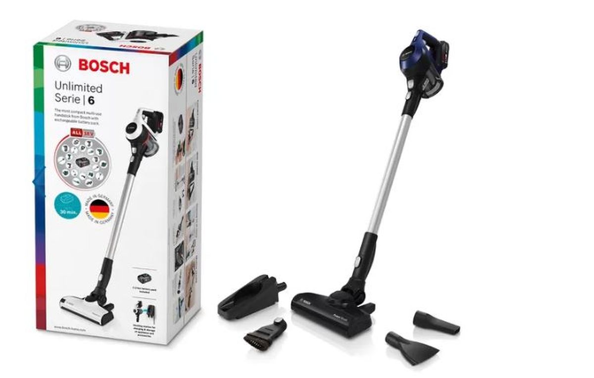 Aspirateur Balai Sans Fil BOSCH Série 6 - Modèle BBS611MAT Bleu - Sans Sac - Autonomie 30 Min - Neuf Sous Emballage